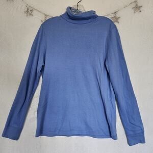 Croft And Barrow Medium 100% Cotton Light Blue Turtleneck Classic Soft Girl
